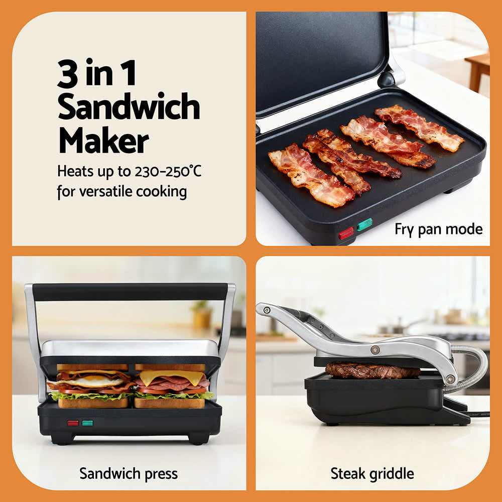 DS NA Devanti 3 in 1 Sandwich Maker Steak Press Grill 1000W