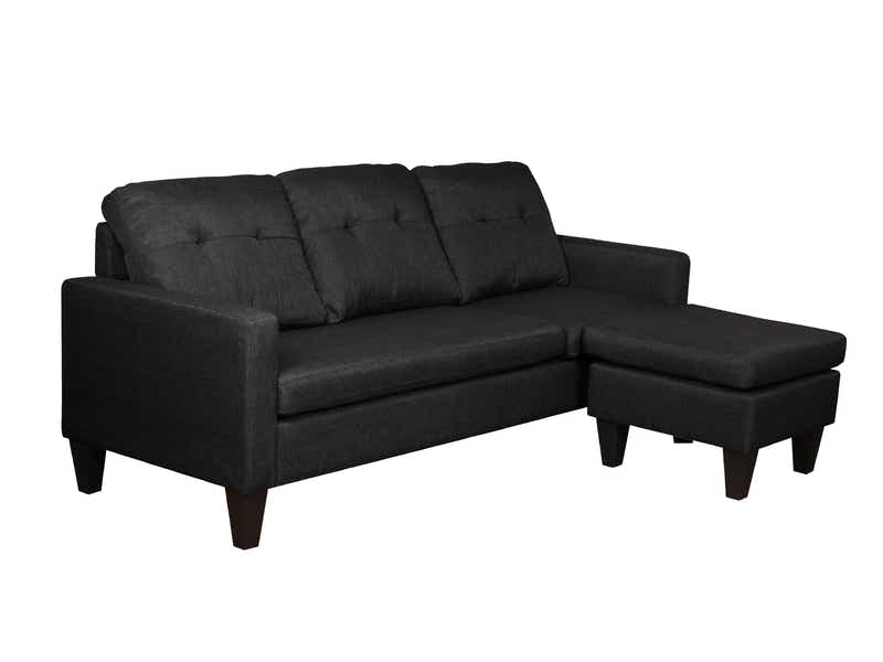 Northland Linen Sofa With Ottoman - Black