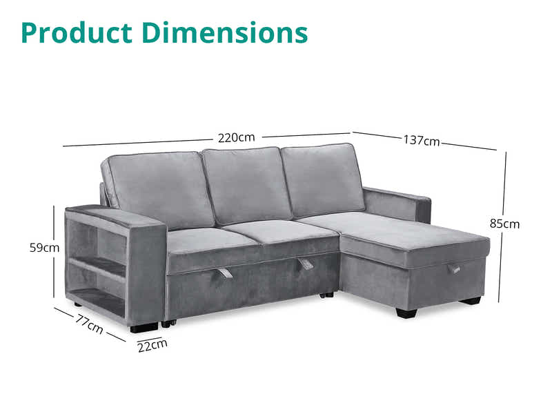 Enkel Pull Out Sofa Bed - Grey