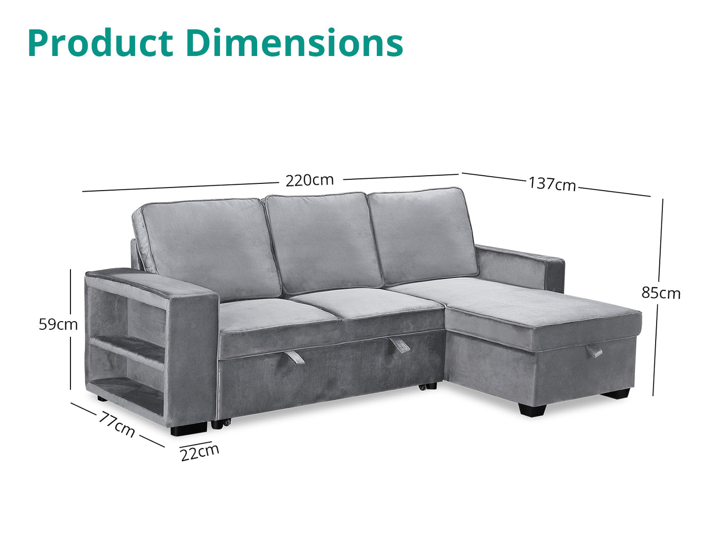 Enkel Pull Out Sofa Grey