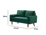 Gyllene 2-Seater Velvet Sofa - Green