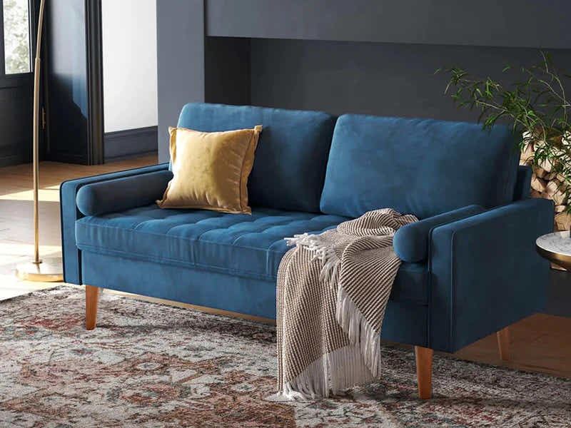 Gyllene 3-Seater Velvet Sofa - Blue