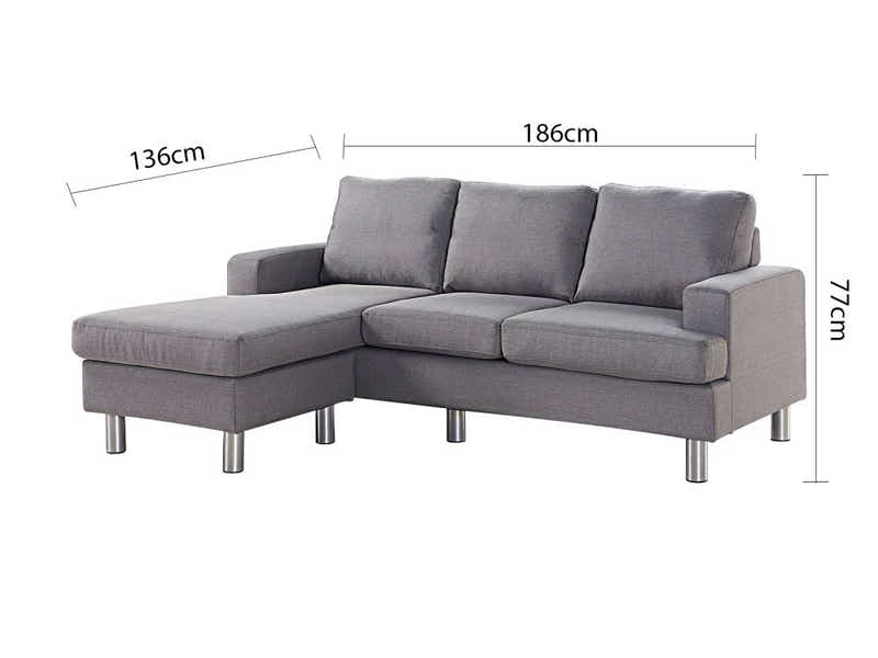 Rymden Linen Sofa Set with Chaise - Grey