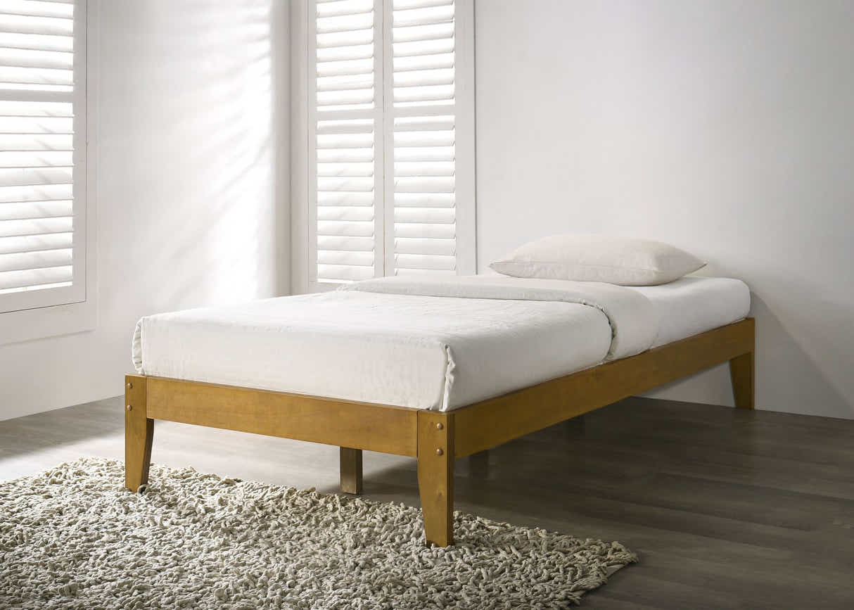 Sovo Bed Frame Oak & Xclusive Pocket Spring Mattress X20 - King Single