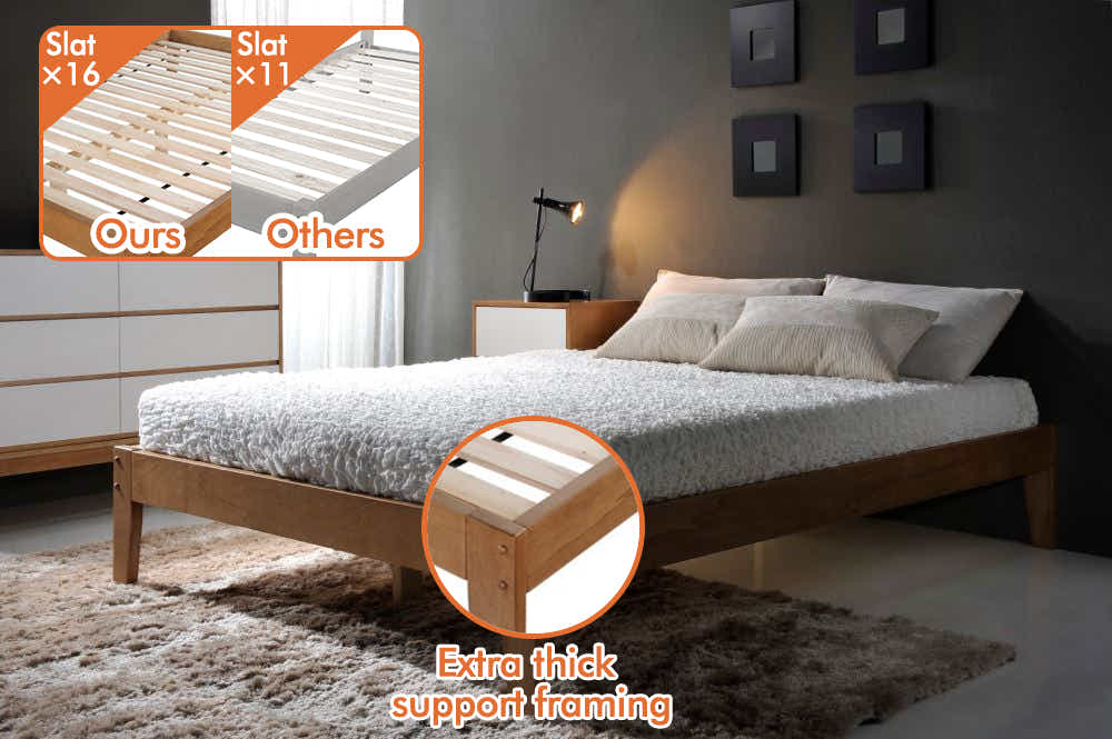 Sovo Bed Frame Oak & Euro Top Mattress L30 - Double