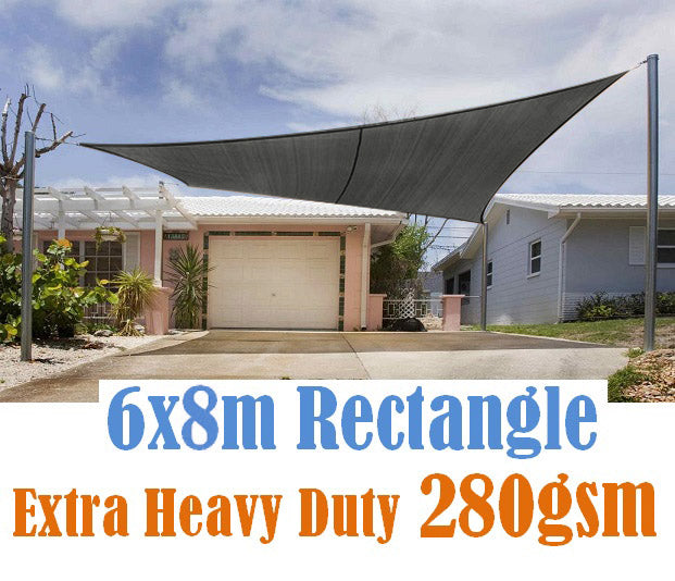 280gsm Shade Sail 6x8M grey rectangle