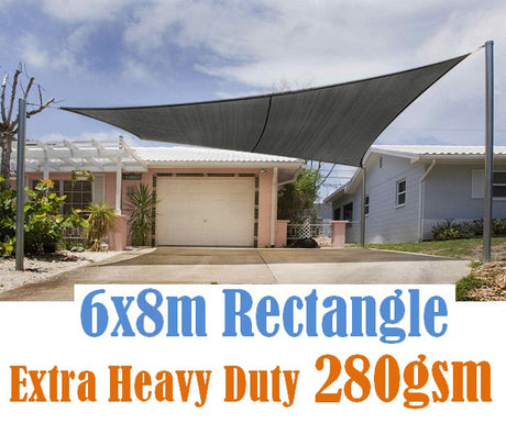 280gsm Shade Sail 6x8M grey rectangle