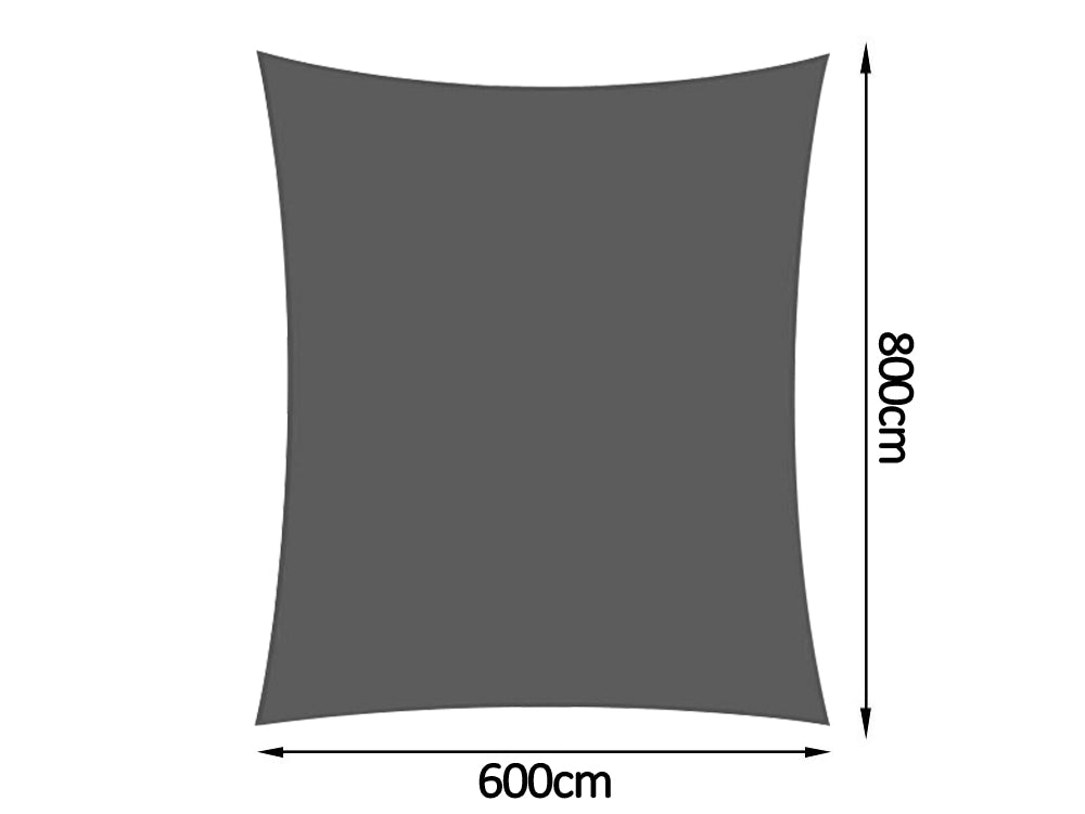 280gsm Shade Sail 6x8M grey rectangle
