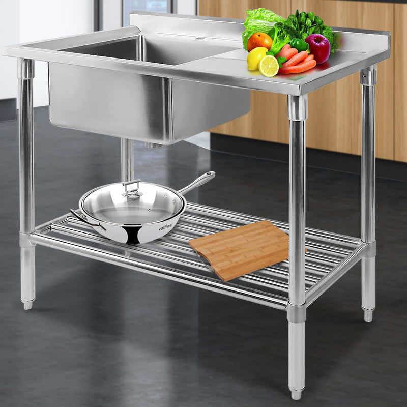 Cefito Stainless Steel Kitchen Sink Bench - 100x60 cm