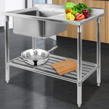 T Cefito 100x60cm Stainless Steel Sink Bench Kitchen 304