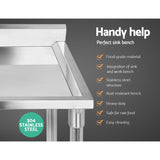 T Cefito 100x60cm Stainless Steel Sink Bench Kitchen 304
