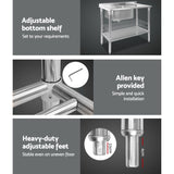 T Cefito 100x60cm Stainless Steel Sink Bench Kitchen 304