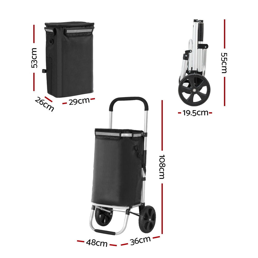 DS NA Emajin Shopping Trolley Cart Foldable 45KG Black