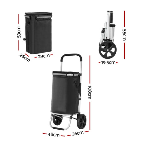 DS NA Emajin Shopping Trolley Cart Foldable 45KG Black