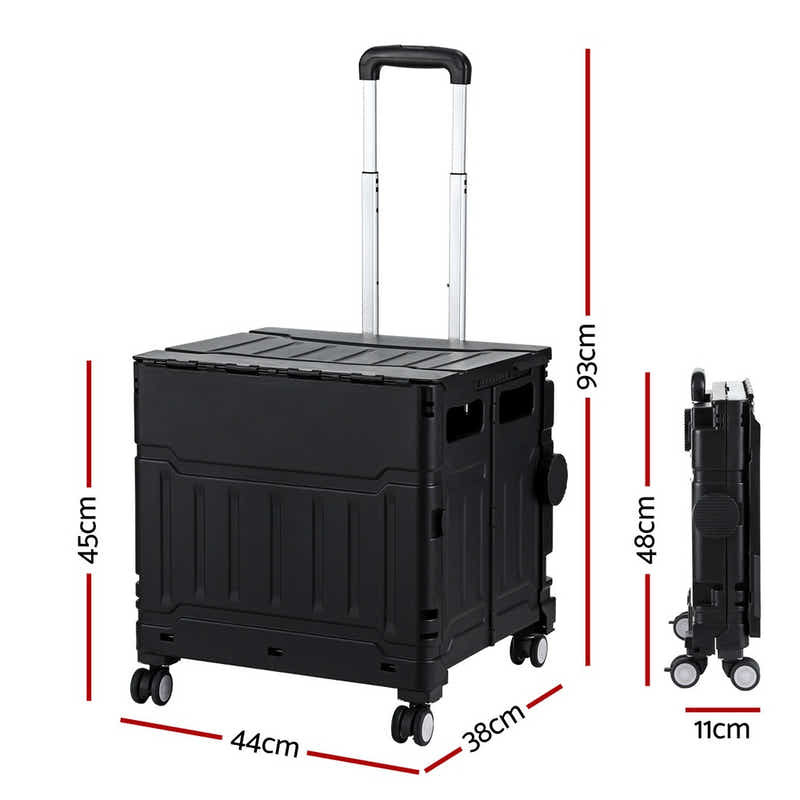 DS NA Emajin Shopping Trolley Cart 75L Foldable Black