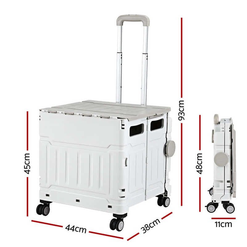 DS NA Emajin Shopping Trolley Cart 75L Foldable White