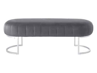 Lunare Velvet Ottoman Bench - Grey