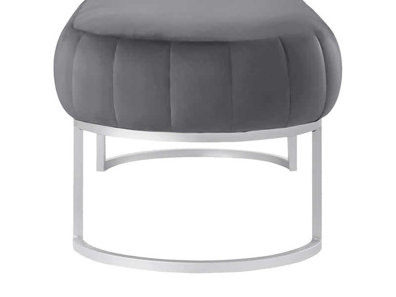 Lunare Velvet Ottoman Bench - Grey