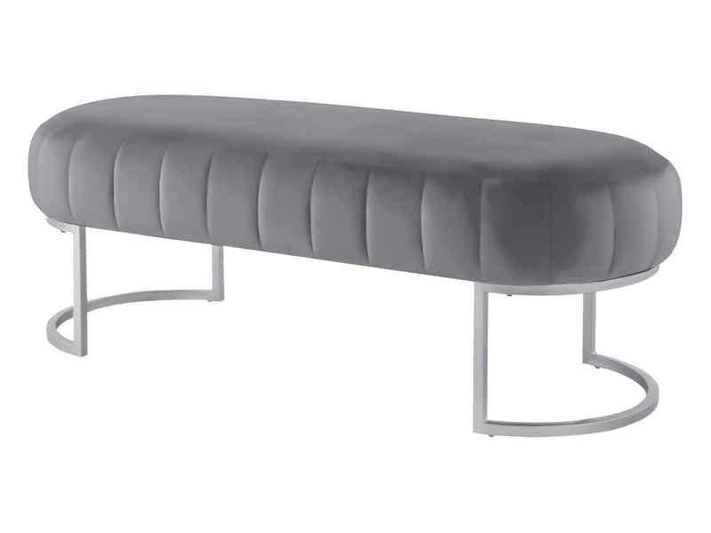 Lunare Velvet Ottoman Bench - Grey