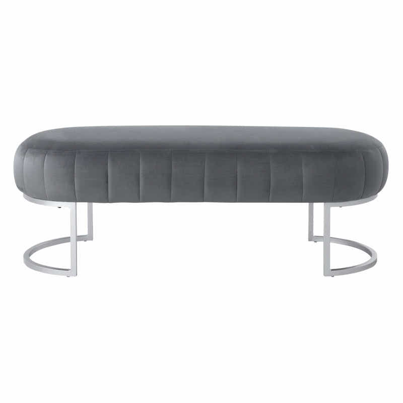 Lunare Velvet Ottoman Bench - Grey