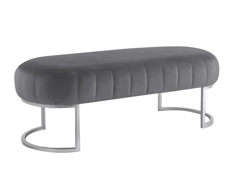 Lunare Velvet Ottoman Bench - Grey
