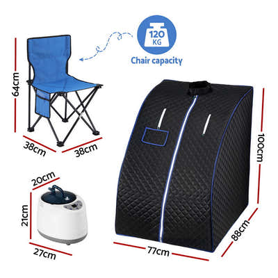 DS NA Devanti Portable Steam Sauna Tent 1000W 2L Steamer Pot Personal Home SPA