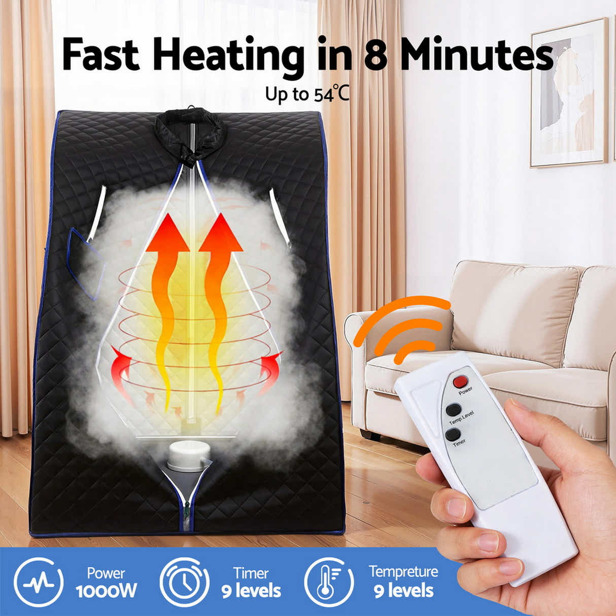 DS NA Devanti Portable Steam Sauna Tent 1000W 2L Steamer Pot Personal Home SPA