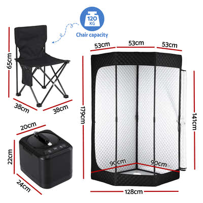 DS NA Devanti Portable Steam Sauna Tent 1000W 3L Steamer Pot Full Body Home SPA