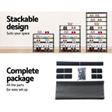 Shoe Rack Cabinet Stackable 50 Pairs 10-Tier Black