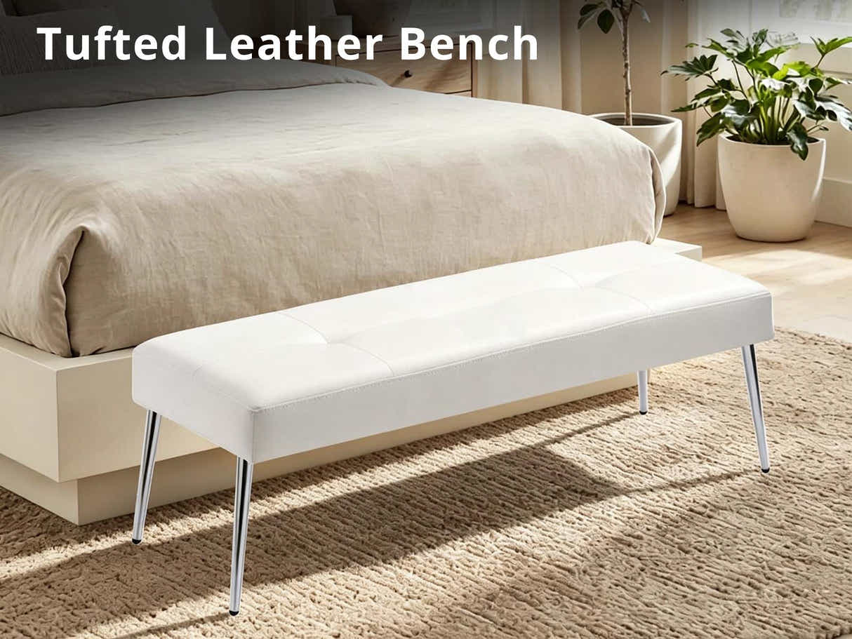 DS Tufted Leather Bench - Beige
