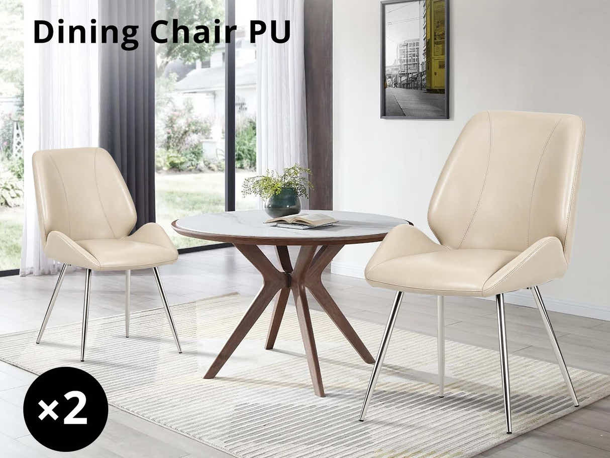 DS Dining Chair PU Beige - Set of 2