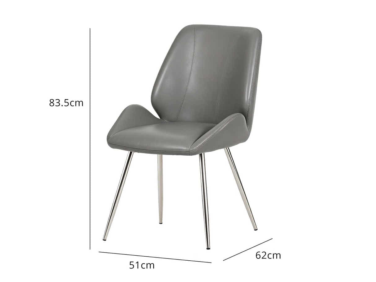 DS Dining Chair PU Grey - Set of 2