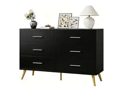 6 Drawer Cabinet Black