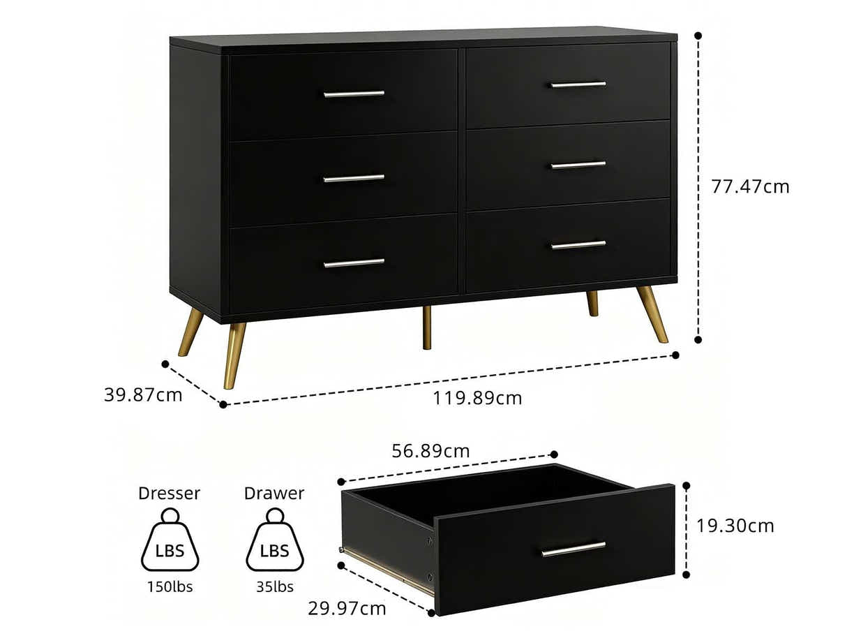 6-Drawer Cabinet - Black