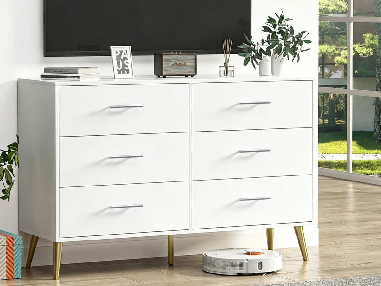 6 Drawer Cabinet White