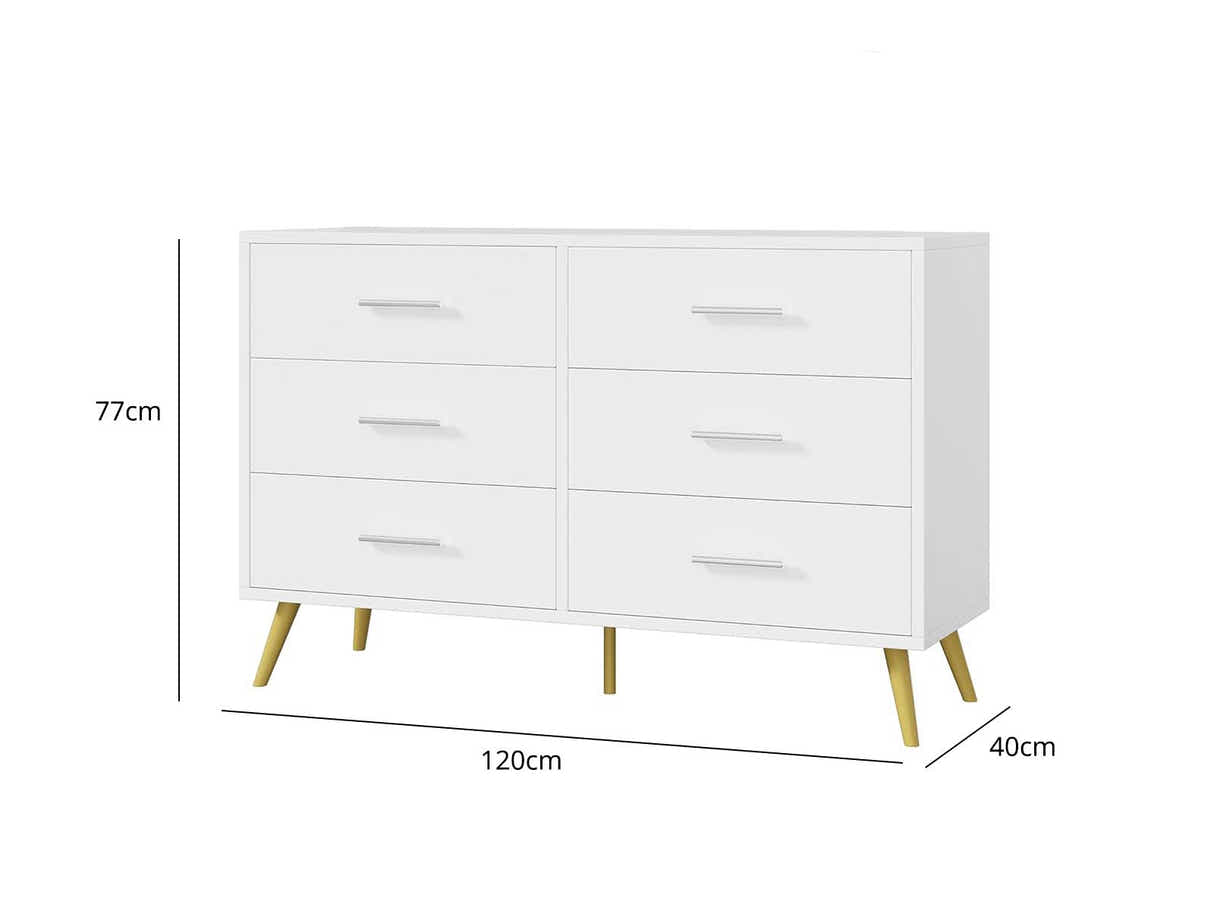 6 Drawer Cabinet White