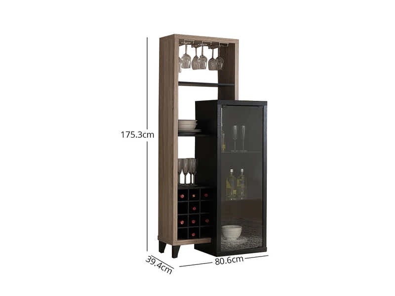 Wine Cabinet with Glass Display (Right)