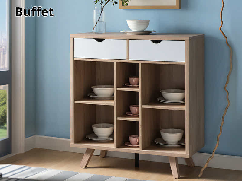 Sideboard / Buffet with Open Shelves - 91 cm