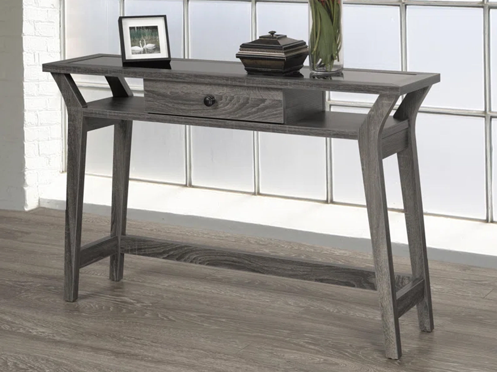 Console Table Writing Desk Dark Grey