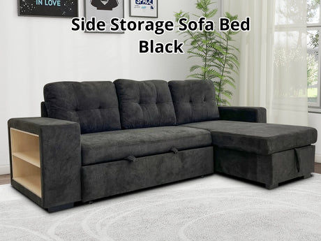 DS Side storage sofa bed black