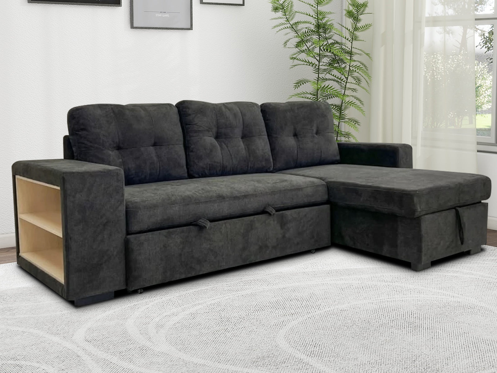 DS Side storage sofa bed black