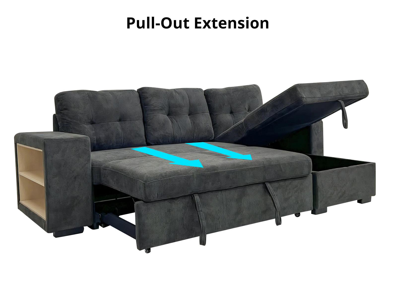 DS Side storage sofa bed black