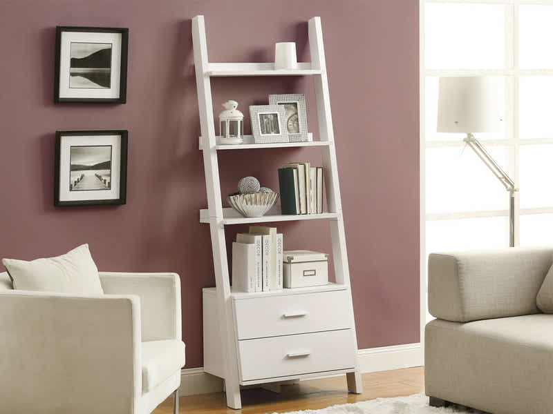 Hollow Core ladder Bookcase White