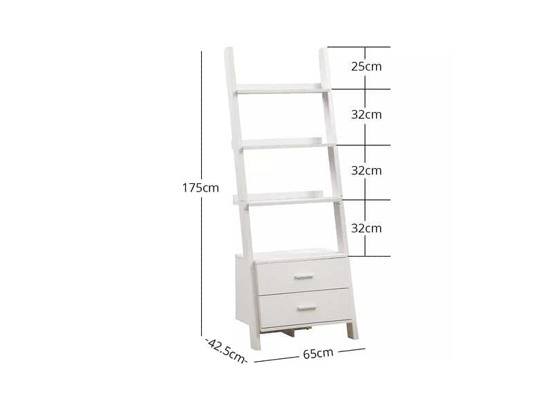 Hollow Core ladder Bookcase White