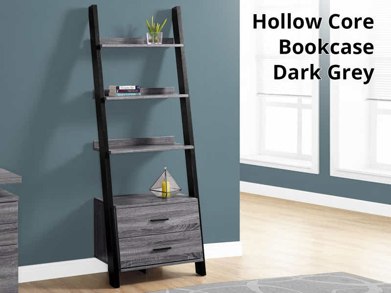 Hollow Core Ladder Bookcase Dark Grey