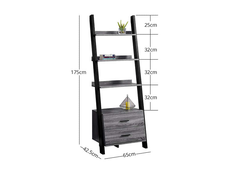 Hollow Core Ladder Bookcase Dark Grey