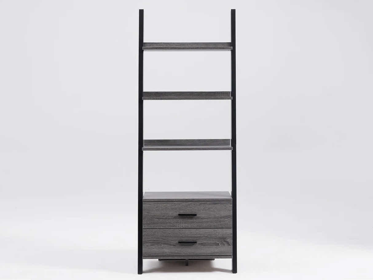 Hollow Core Ladder Bookcase Dark Grey