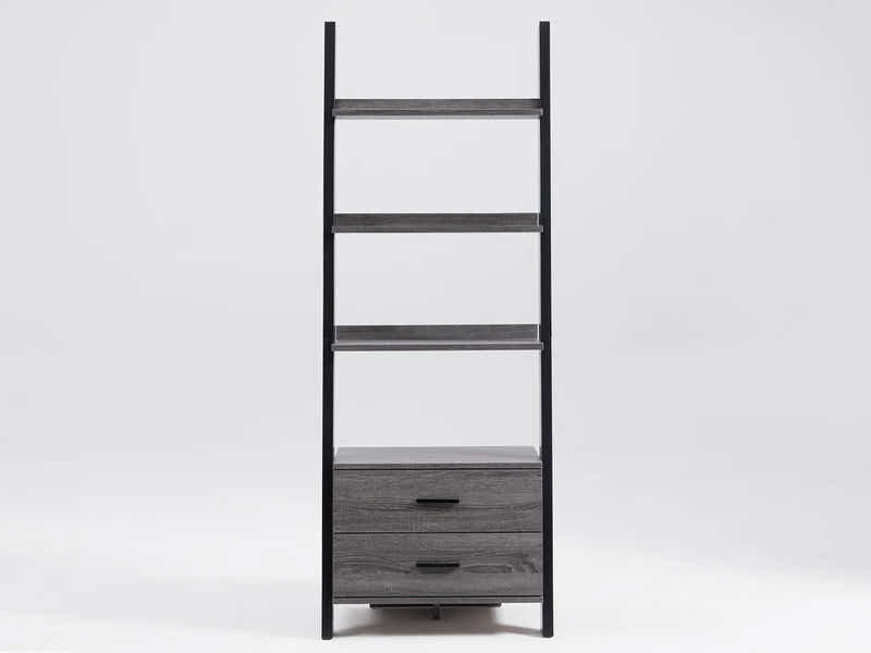 Hollow Core Ladder Bookcase Dark Grey