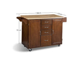 Rolling Kitchen Trolley Island  With Drawers Espresso