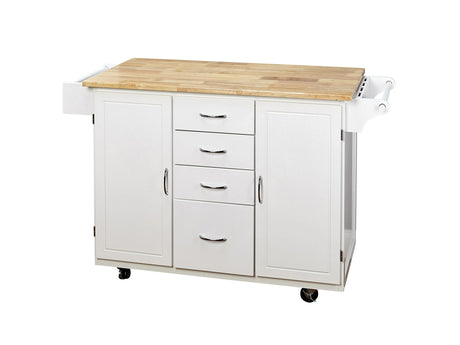 Rolling Kitchen Trolley Island With Drawers White